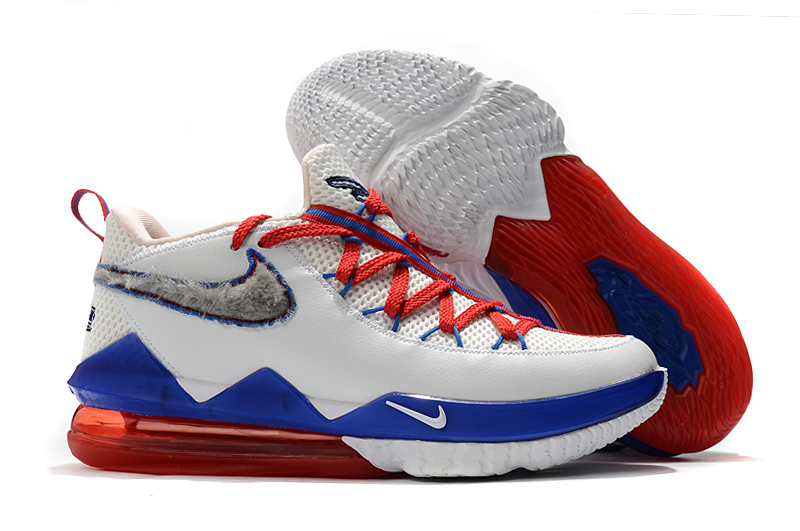 Nike LeBron 17 Low White Blue Red Shoes